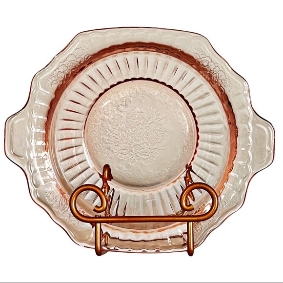 Vintage 1930-39 Etched Pink Candy/Serving Dish - Picture 1 of 3